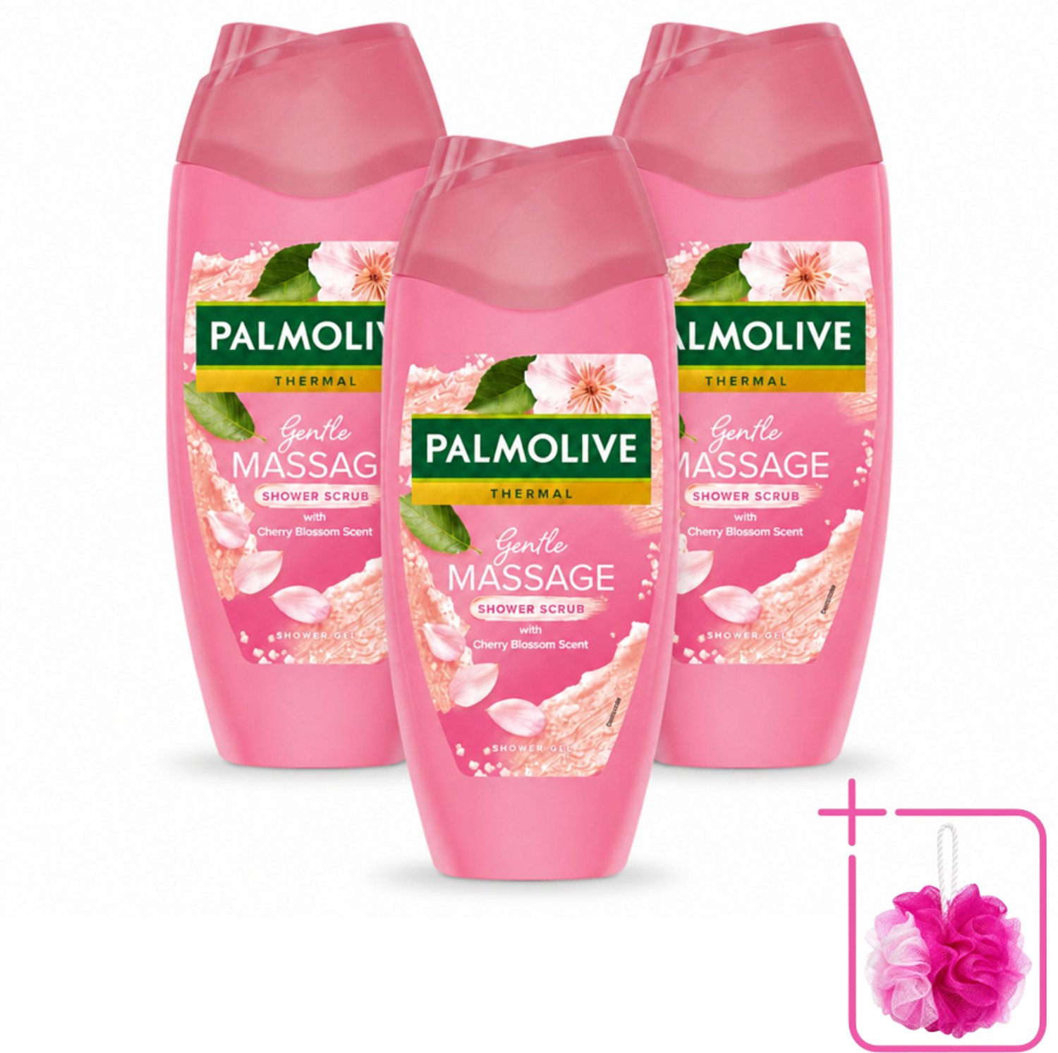 3 x Palmolive – Douchescrub – Thermal Cherry Blossom – 250 ml - Bulkverpakking - Douchegel - Douchemop - Body scrub