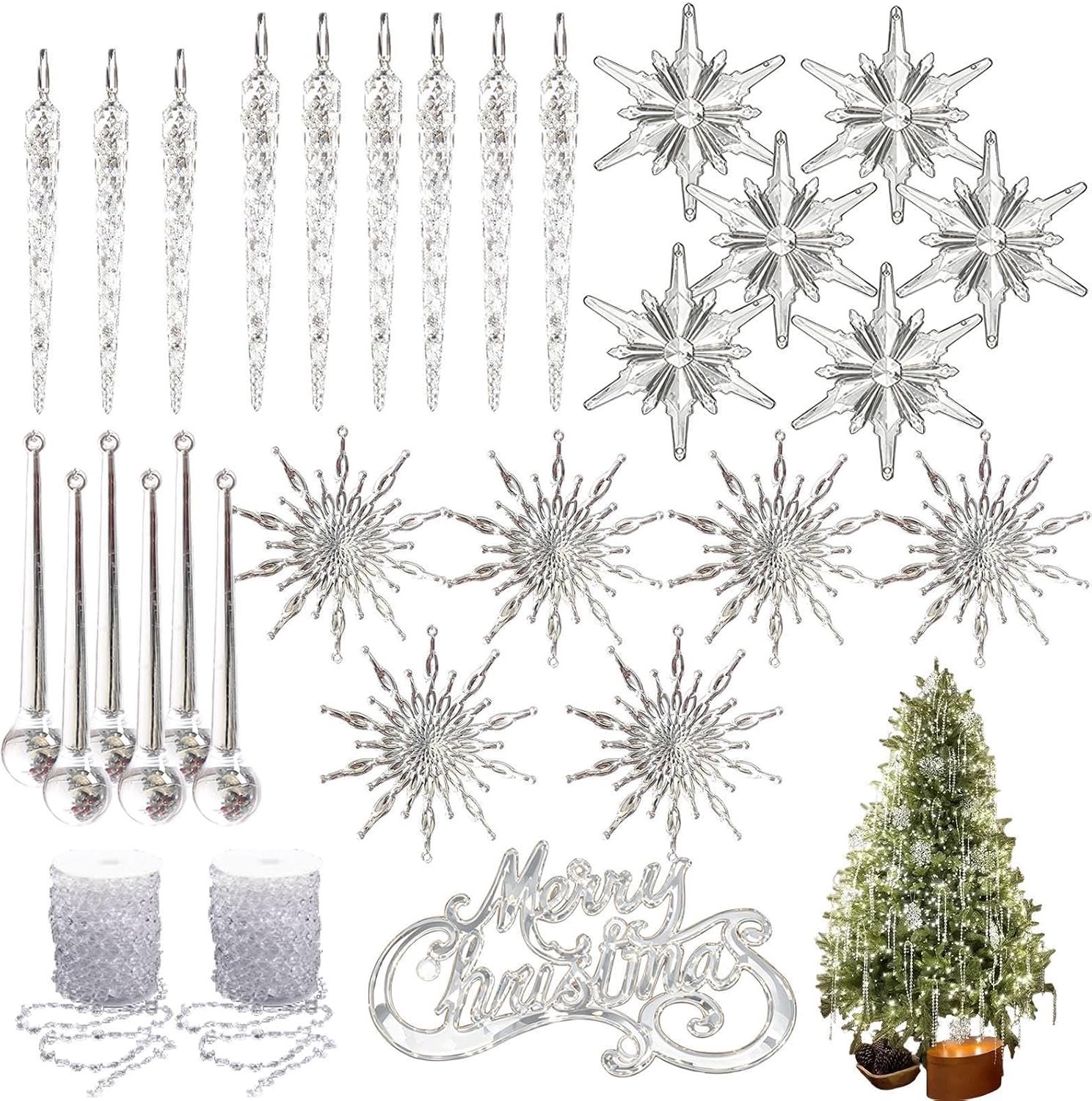 Kerstboom Ijspegel Ornamenten Onbreekbare Decoratieve Hanger