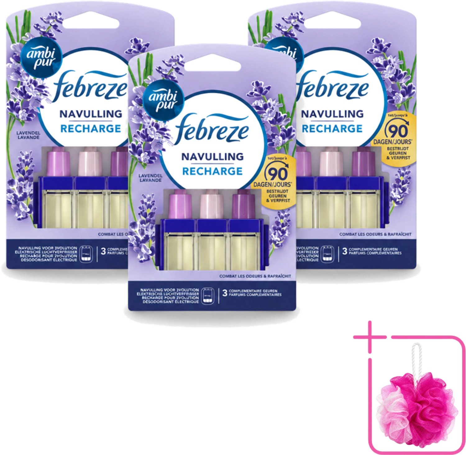 3 x Ambi Pur - 3Volution - Navulling - Lavendel - 20 ml - Bulkverpakking - Geurverspreider - Douchemop - Lavendel