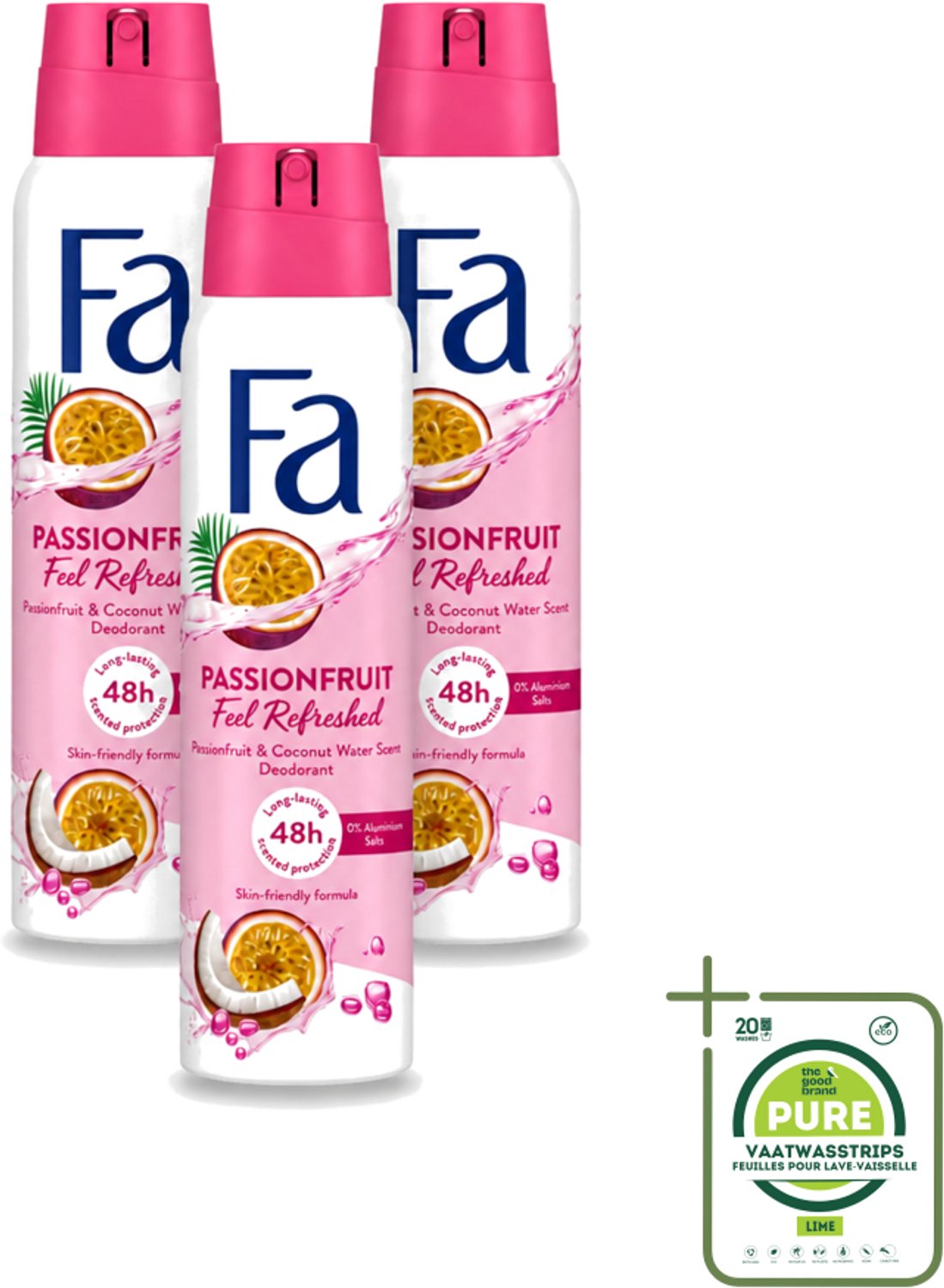 3 x Fa – Deodorant Spray – Passion Fruit – 150 ml - Grootverpakking - Deodorant Spray - Passievrucht - Zweetbestendig - Fris - Huidbescherming