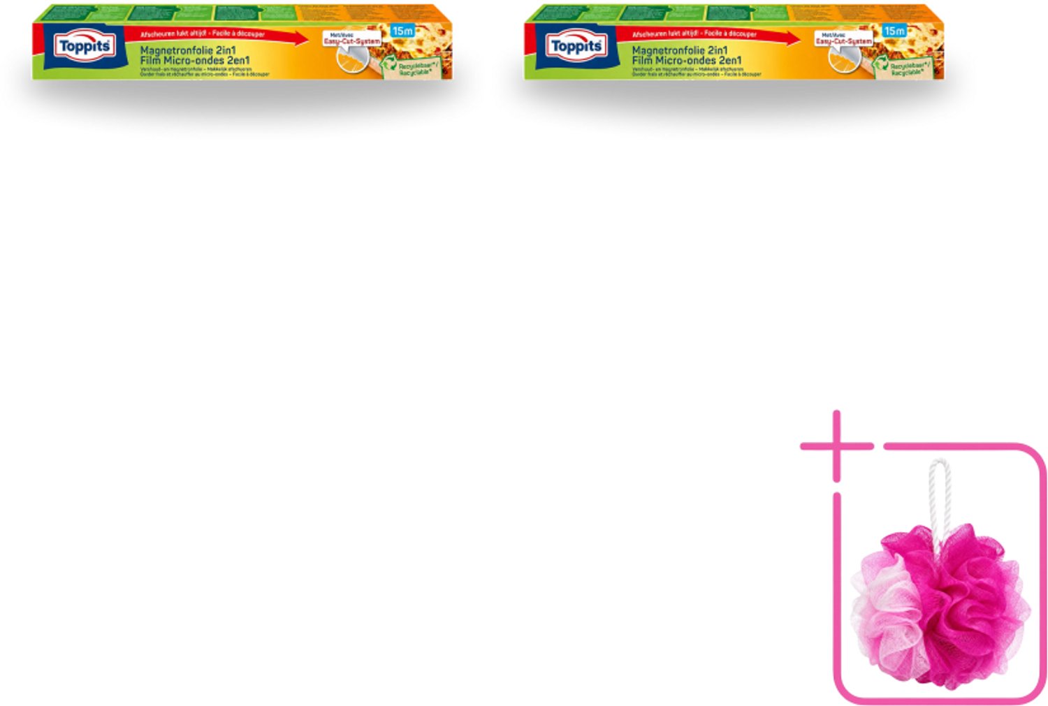 2 x Toppits – Magnetronfolie 2-in-1 – 15 m - Bulkverpakking - Magnetronfolie - Douchemop - Bewaren
