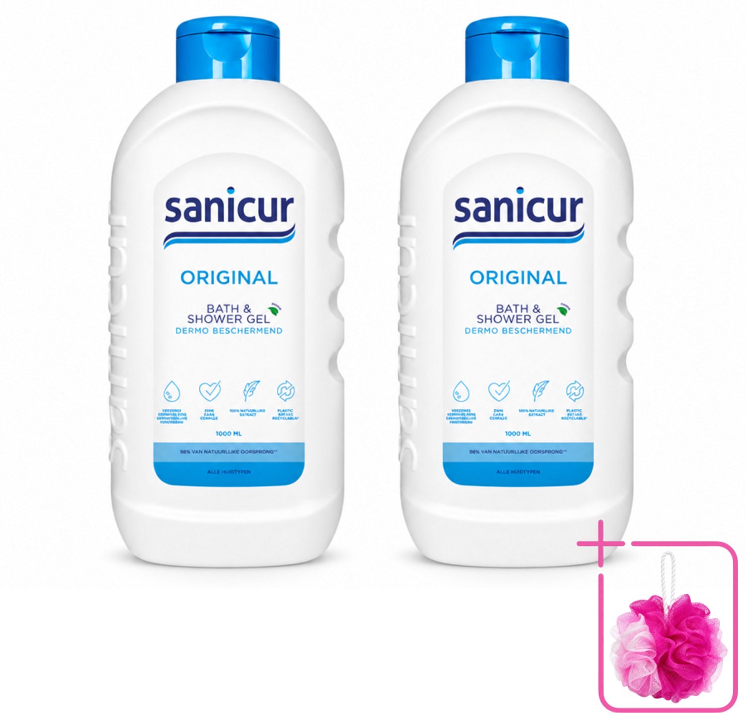 2 x Sanicur – Bad & Douchegel – Original – 1000 ml - Bulkverpakking - Bad en douche gel - Douchemop - Huidverzorging