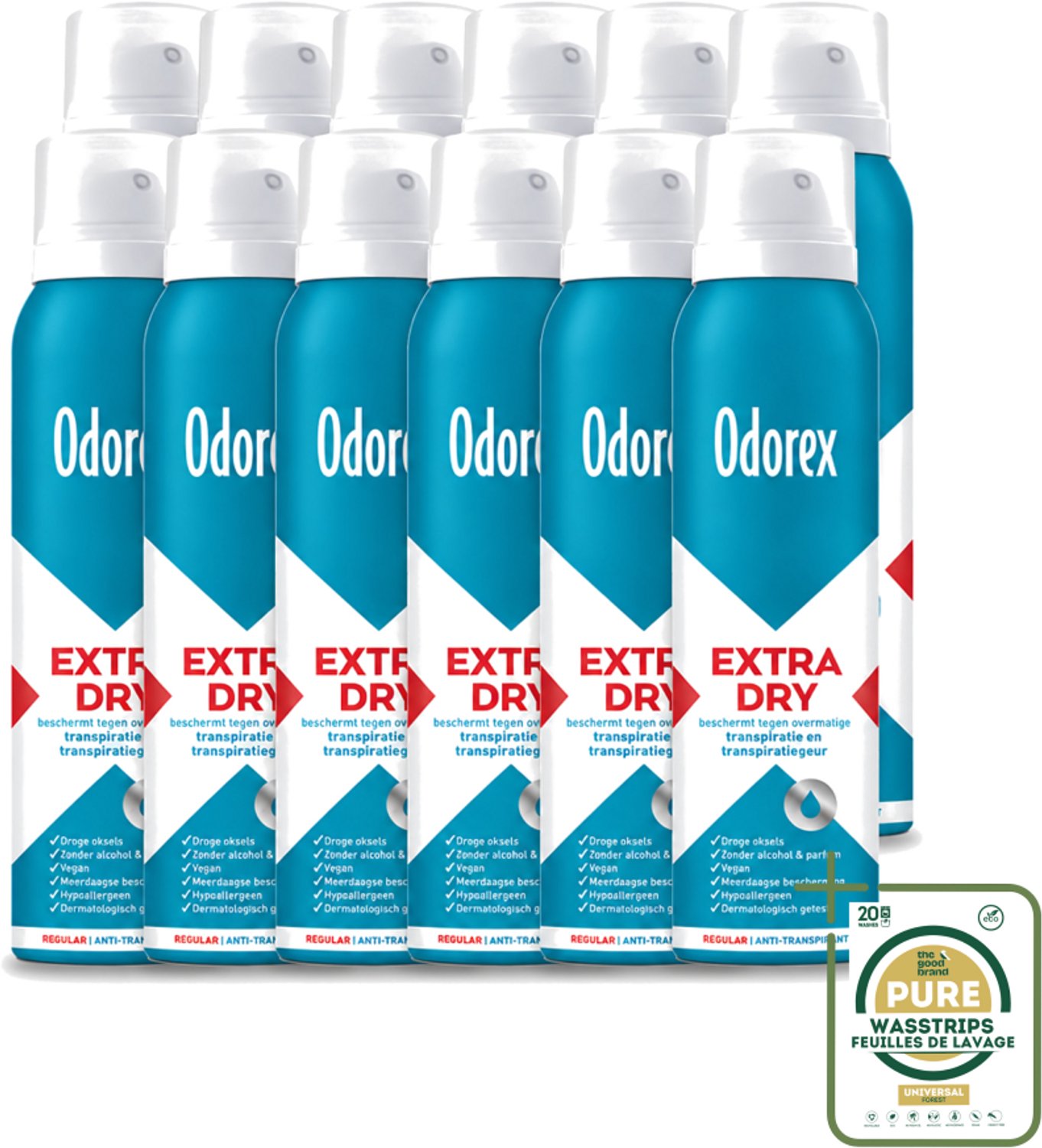 12 x Odorex – Anti-transpirant spray – Extra Dry Regular – 150 ml - Anti-transpirant Spray - Extra Droge Oksels - Meerdaagse Bescherming - Transpiratiegeur - Huidvriendelijk