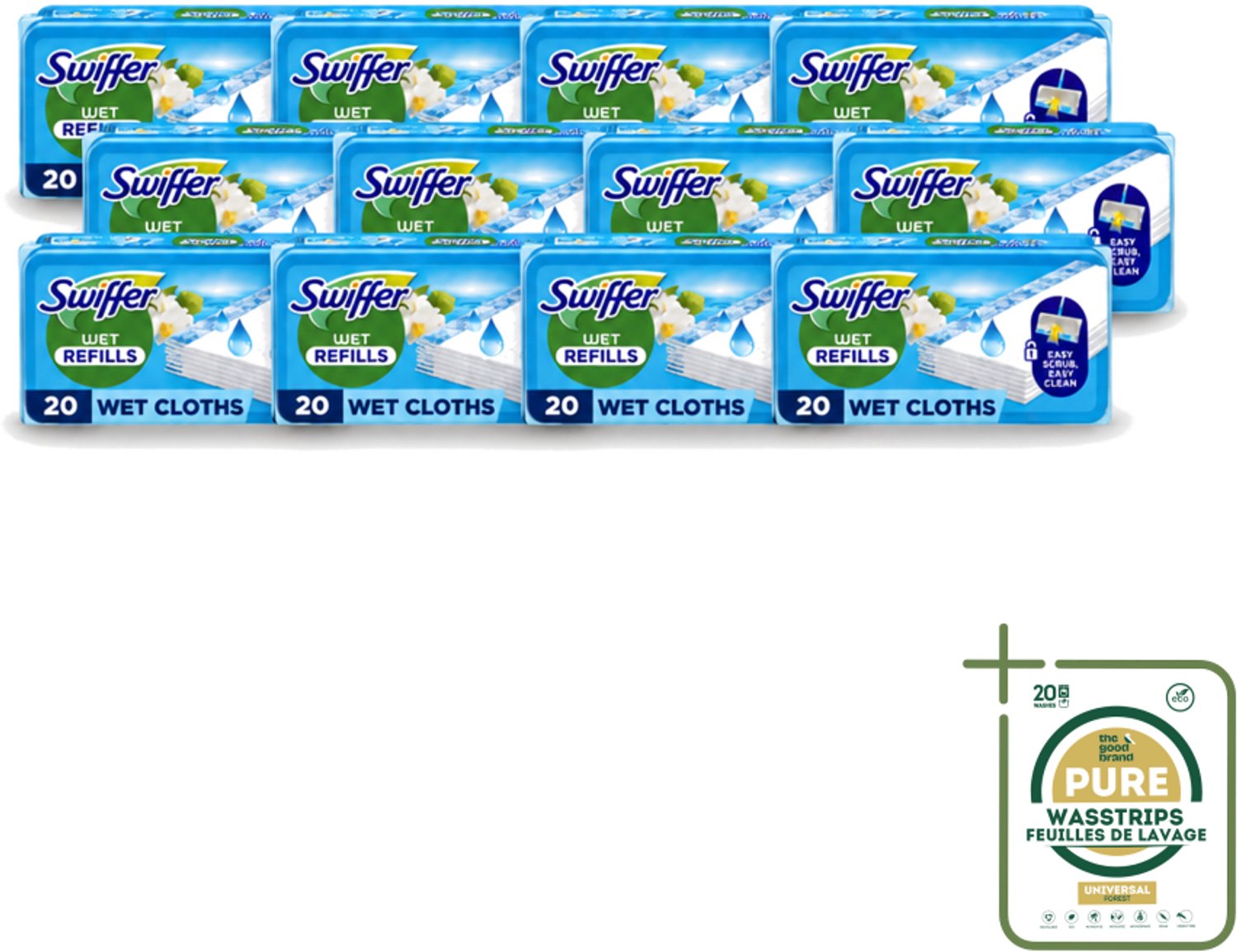 12 x Swiffer - Vloerdoekjes – Morning Fresh – 20 doekjes - Wasstrips - Vloerdoekjes - Schoonmaken - Vloerwissen - Vuil Oplossen - Schrobdoek