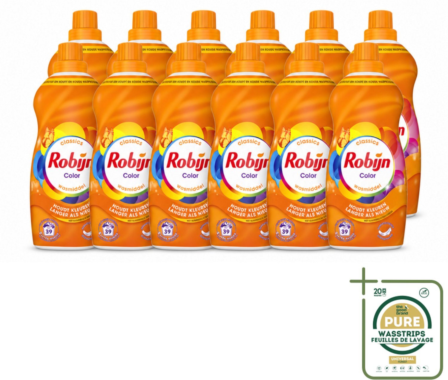 12 x Robijn – Vloeibaar Wasmiddel – Klein & Krachtig Color – 1,19 L - Wasstrips - Kleurbehoud - Kleurherstel - Vloeibaar Wasmiddel - Kleurserum - Koud Was