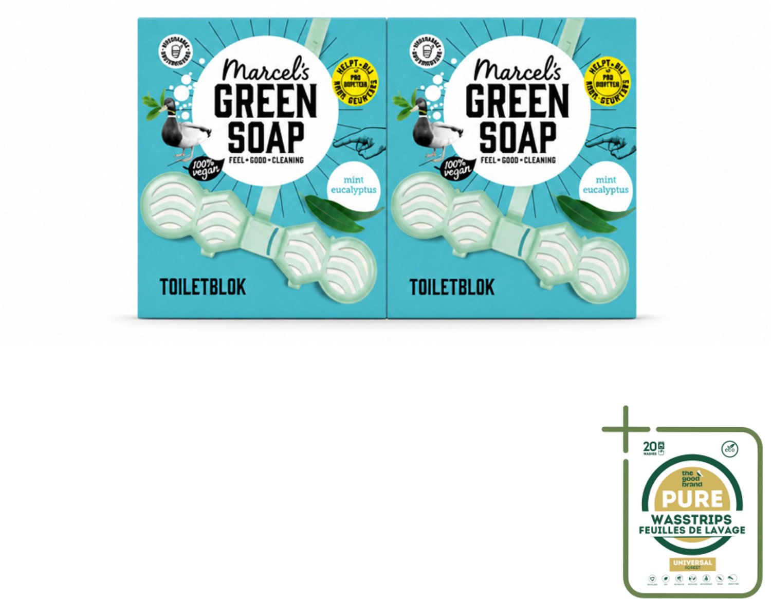 2 x Marcel's Green Soap - Toiletblok - Munt & Eucalyptus - Langdurige werking - 1 Toiletblok - Wasstrips - Toiletreiniger - Toiletblok - Fris Toilet - Munt En Eucalyptus - Milieuvriendelijk