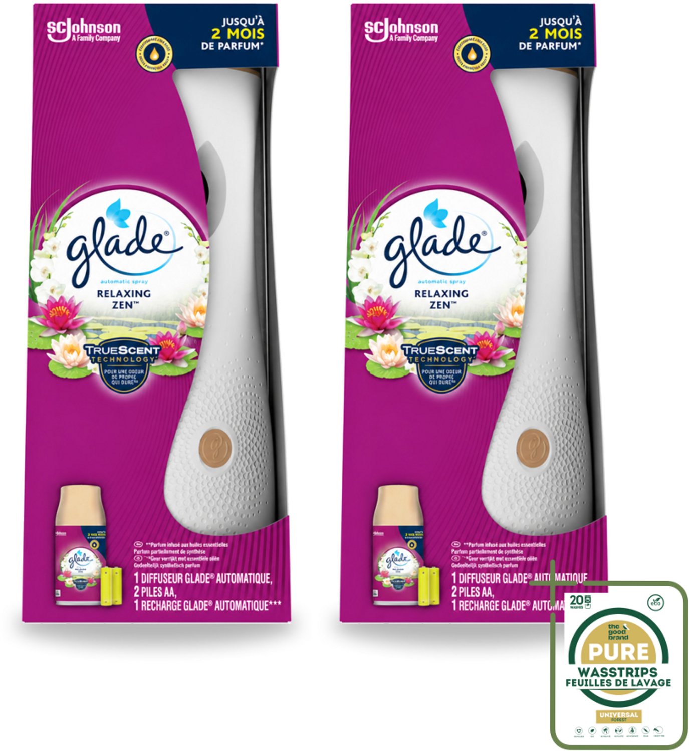 2 x Glade - Automatische Spray - Relaxing Zen - 269 ml - Wasstrips - Automatische Luchtverfrisser - Geurverfrisser - Frisheid In Huis - Kalmerende Geur - Rustgevende Geur