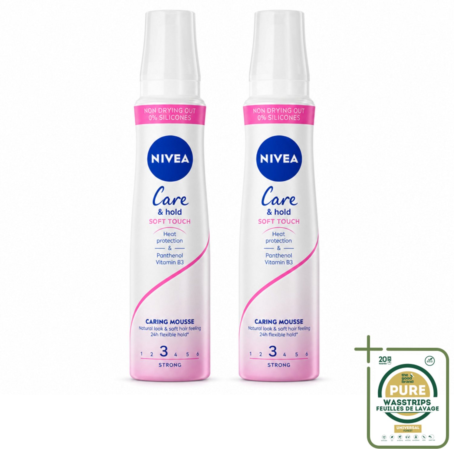 2 x NIVEA - Haarschuim - Verzorging & Stevigheid Zachte Aanzet - 24 Uur Lang Bescherming - 250 ml - Wasstrips - Haarmousse - Haarverzorging - Haarfixatie - Panthenol - Vitamine B3