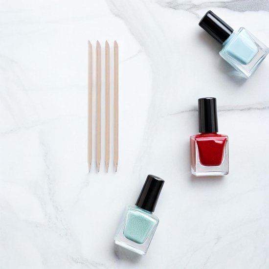 600 Stuks Bamboe Nagelstokjes - Dubbelzijdige Multifunctionele Nagelriemduwer/verwijderaar - Nagellak Verwijderen - 114 Mm Puntig en Plat Uiteinde - Manicure/pedicure Tool — afbeelding 2