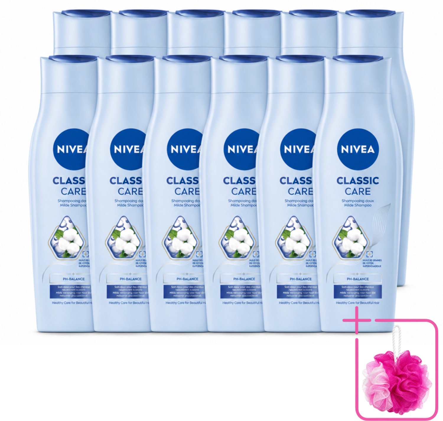 12 x NIVEA - Shampoo - Klassieke Verzorging - Gezonde Zorg - Glanzend Haar - 250 ml - Bulkverpakking - Shampoo voor haar - Douchemop - Verzorgend shampoo