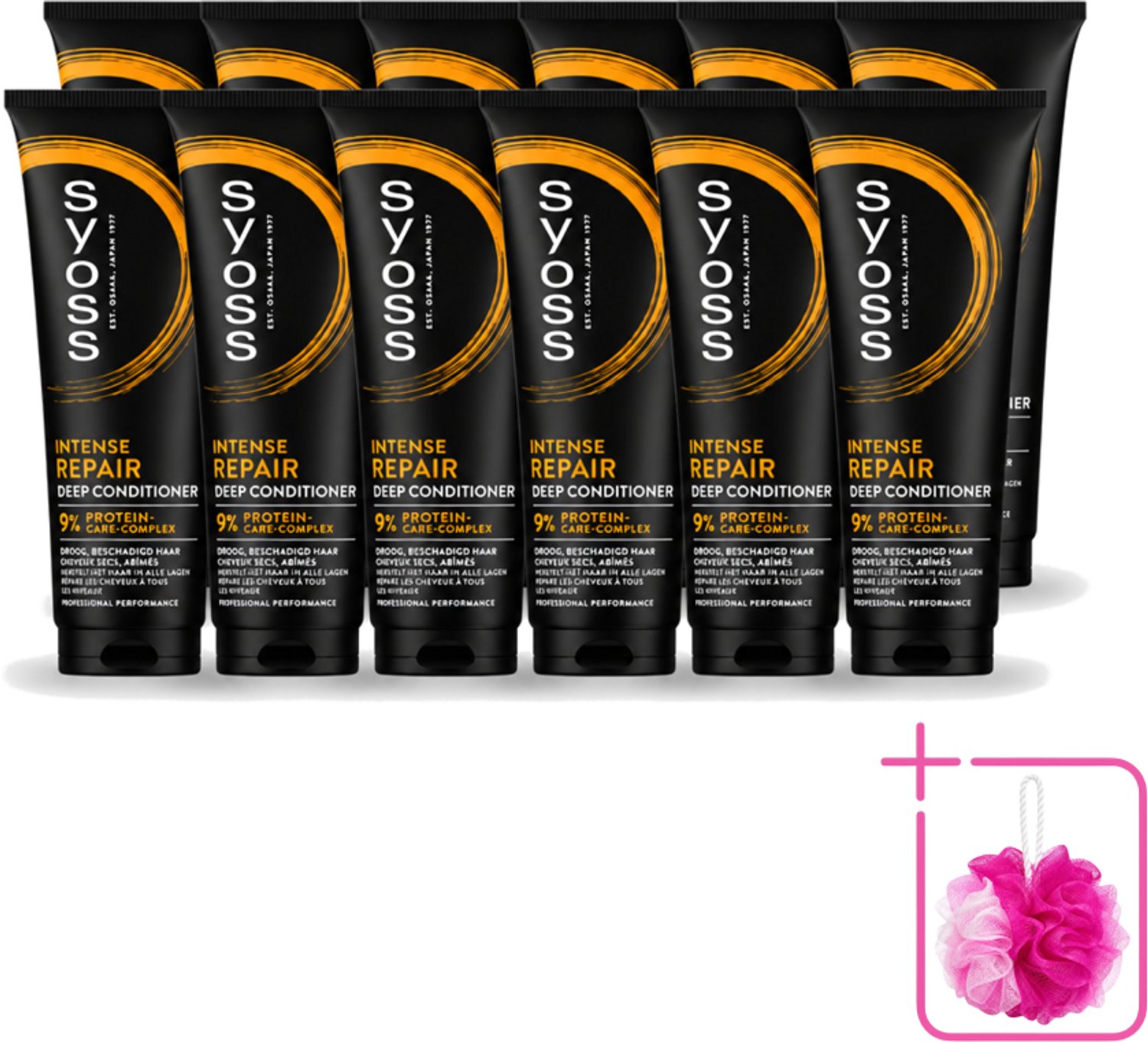 12 x Syoss - Intense Repair - Deep Conditioner - Herstelt & Versterkt - 250 ml - Bulkverpakking - Herstel haar - Douchemop - Droog haar