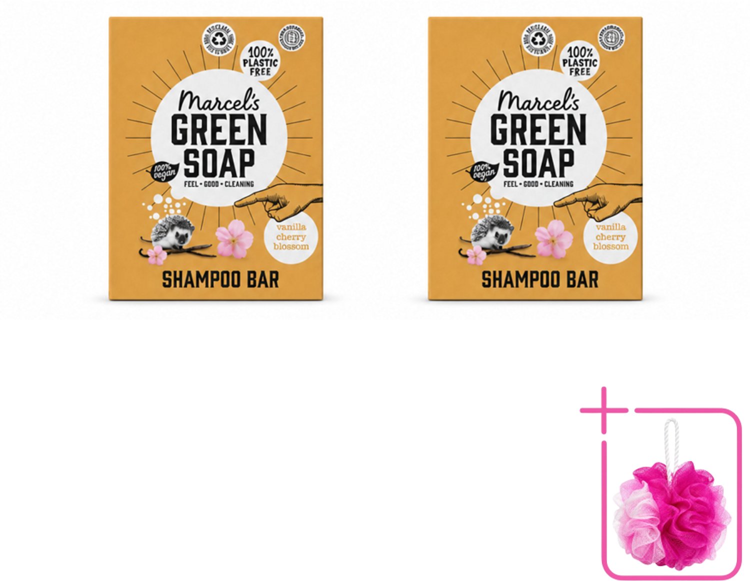 2 x Marcel's Green Soap - Shampoobar - Vanilla & Cherry Blossom - Versterkt & verzorgt - 90 gr - Bulkverpakking - Shampoobar - Douchemop - Natuurlijke shampoo