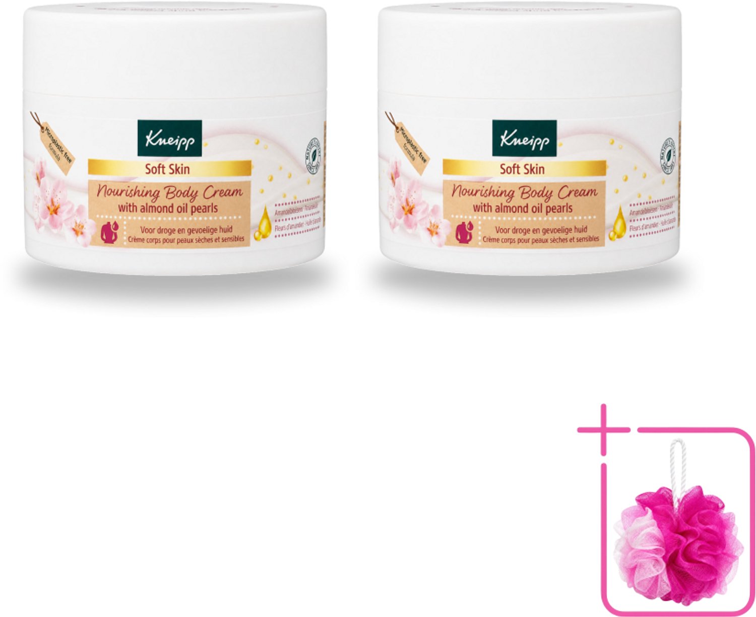 2 x Kneipp - Body crème - Soft Skin - Amandelbloesem - 200 ml - Bulkverpakking - Zachte huid - Douchemop - Amandelolie