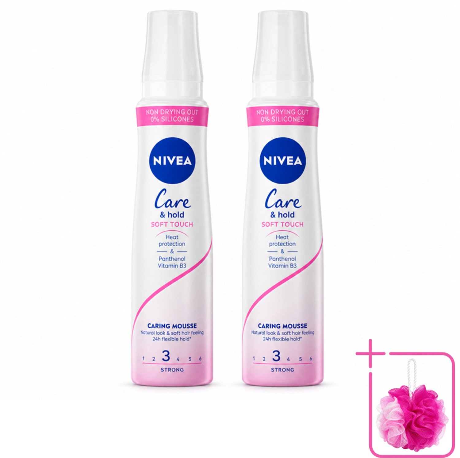 2 x NIVEA - Haarschuim - Verzorging & Stevigheid Zachte Aanzet - 24 Uur Lang Bescherming - 250 ml - Bulkverpakking - Haarmousse - Douchemop - Verzorging