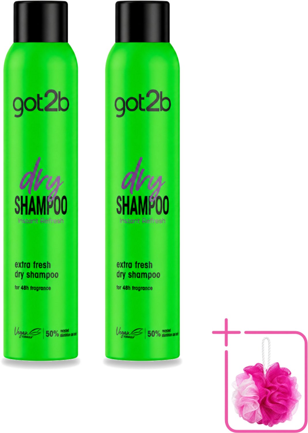 2 x Got2B - Droogshampoo - Extra Fresh - 200 ml - Bulkverpakking - Droog haar - Douchemop - Fris haar
