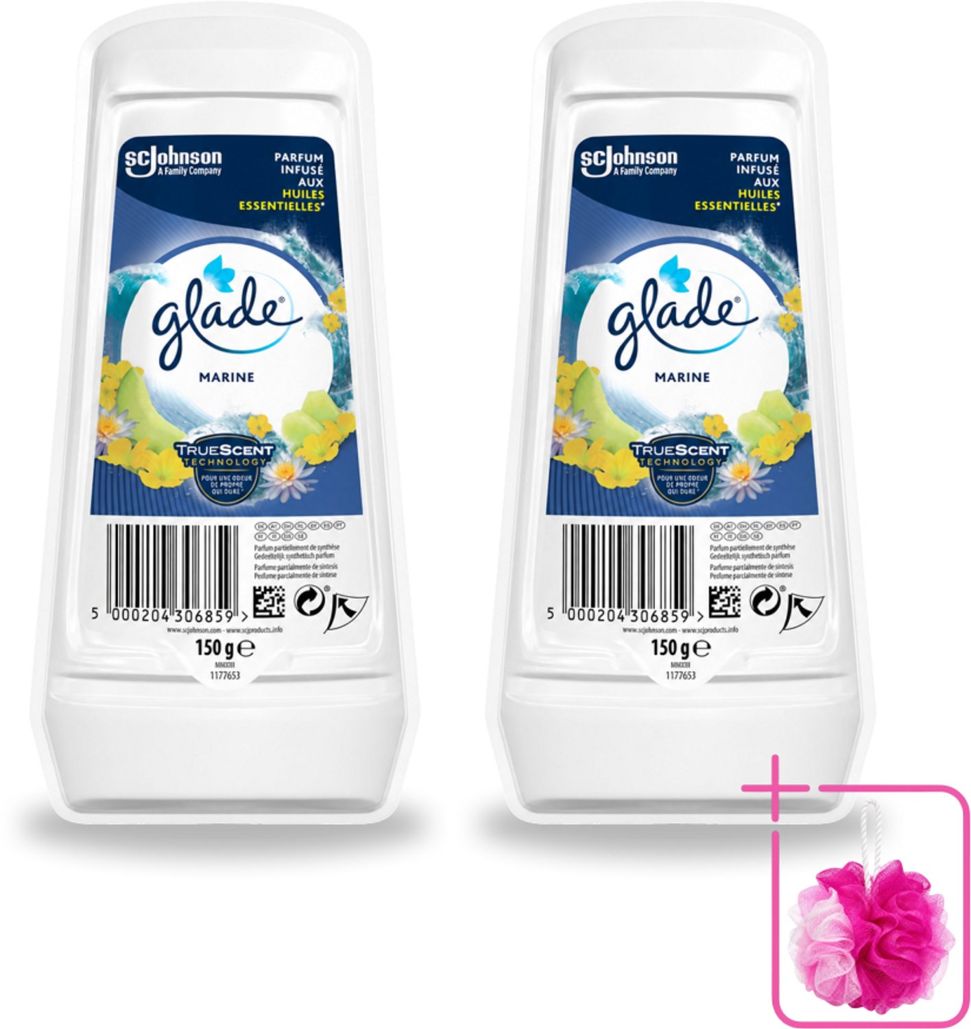2 x Glade - Gel - Marine - 150 g - Bulkverpakking - Frisse lucht - Douchemop - Zeelucht