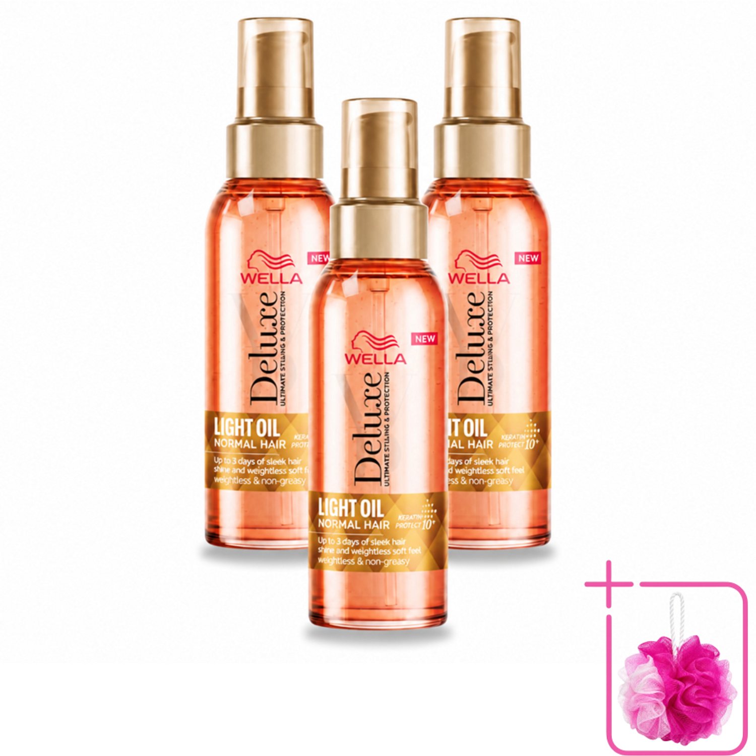 3 x Wella – Deluxe Oil Light – Haarolie – 100 ml - Bulkverpakking - Haarolie - Douchemop - Glans