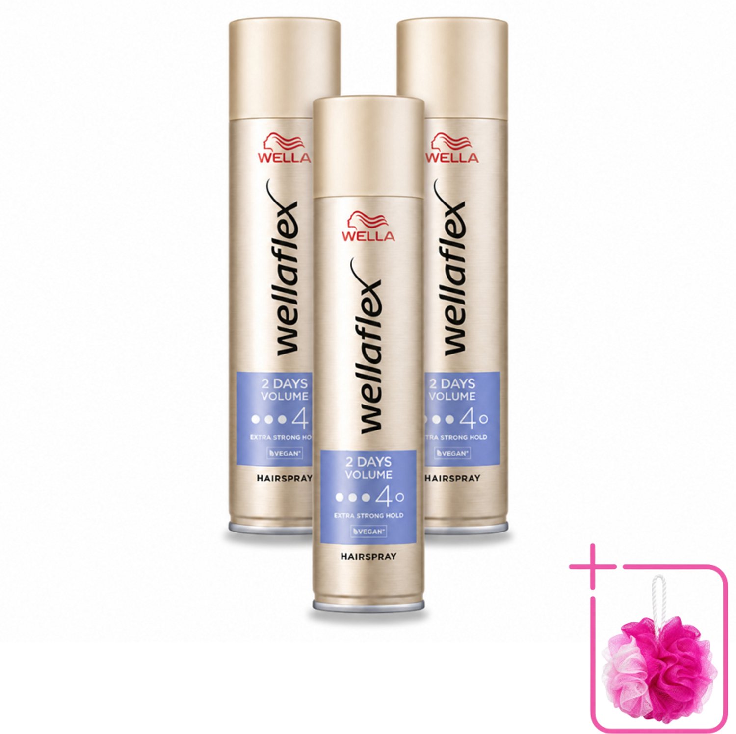 3 x Wella – Flex 2 Days Volume – Haarspray Extra Strong – 400 ml - Bulkverpakking - Haarspray - Douchemop - Volume