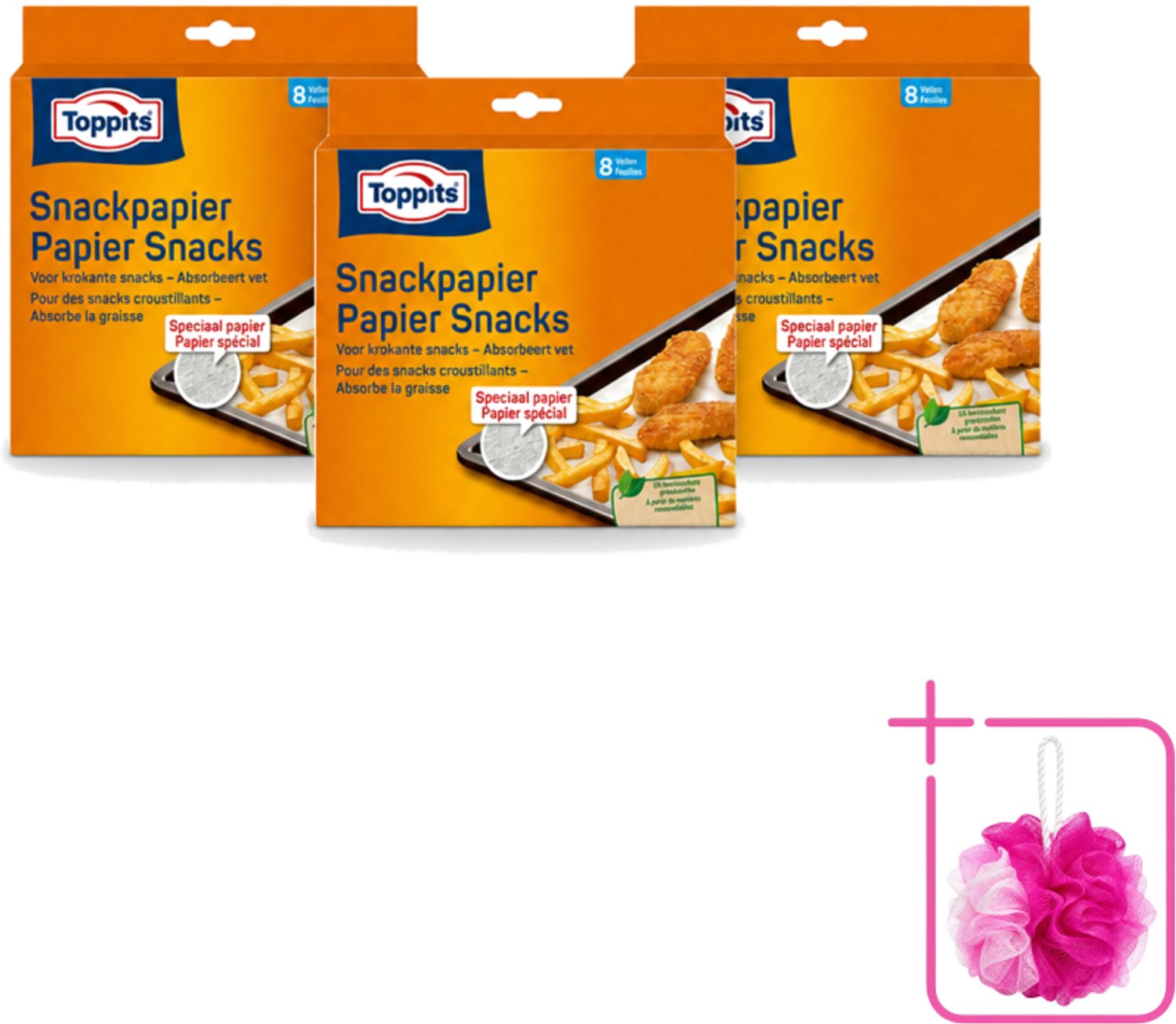 3 x Toppits – Snackpapiervellen – 8 Zakjes - Bulkverpakking - Snackpapier - Douchemop - Snackpapier vellen