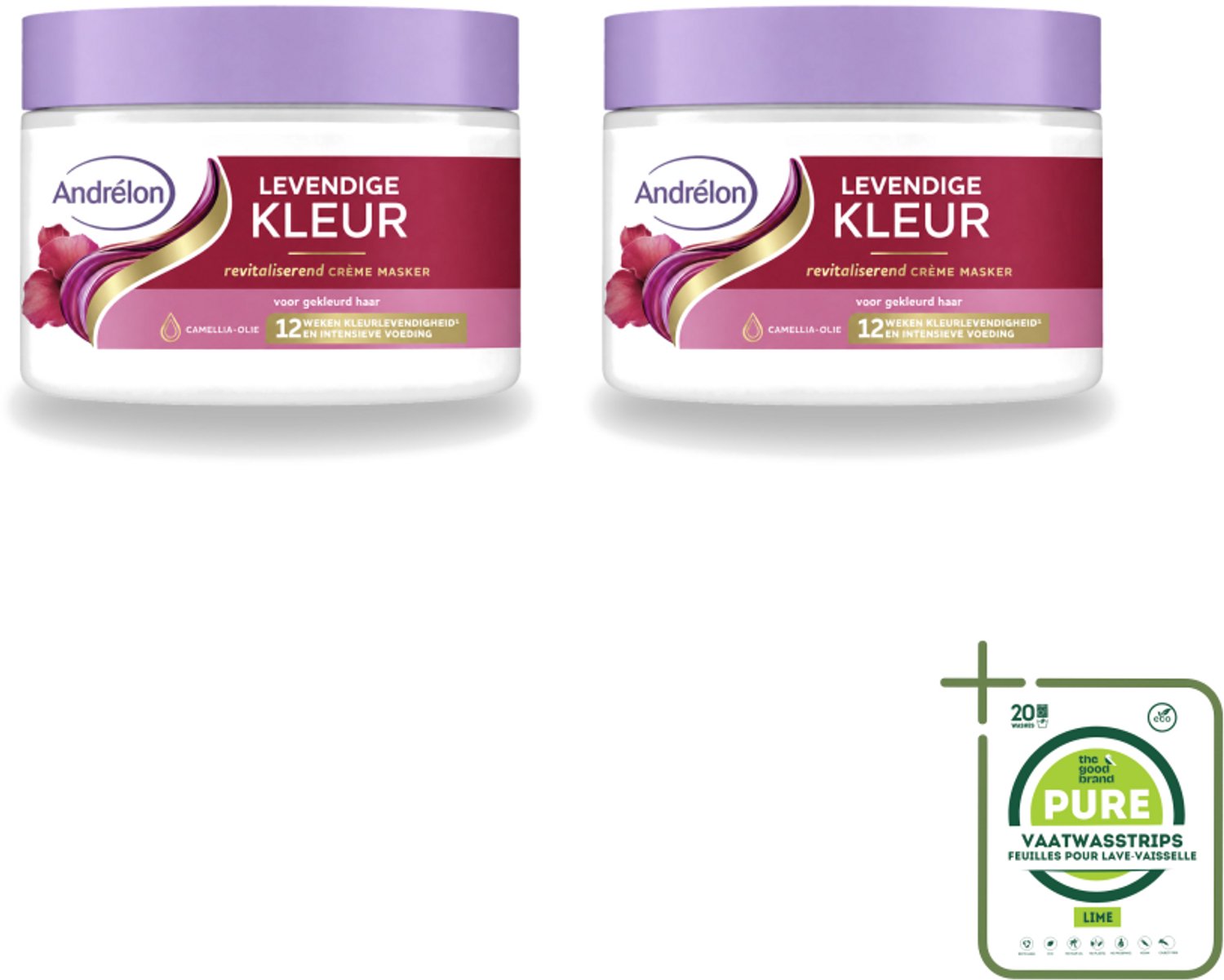 2 x Andrélon – Crème Haarmasker – Levendige Kleur – 300 ml - Grootverpakking - Vaatwasstrips - Gekleurd Haar Verzorging - Kleur Behoud - Haar Glans - Haar Voeding - Haar Herstel