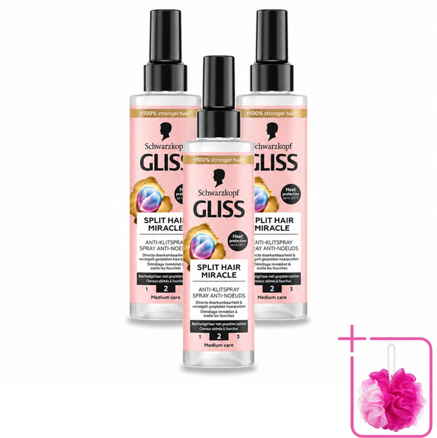 3 x Gliss - Split End Anti-Klit Spray - Tegen Gespleten Haarpunten - 200 ml - Bulkverpakking - Haarsplitting - Douchemop - Klitten