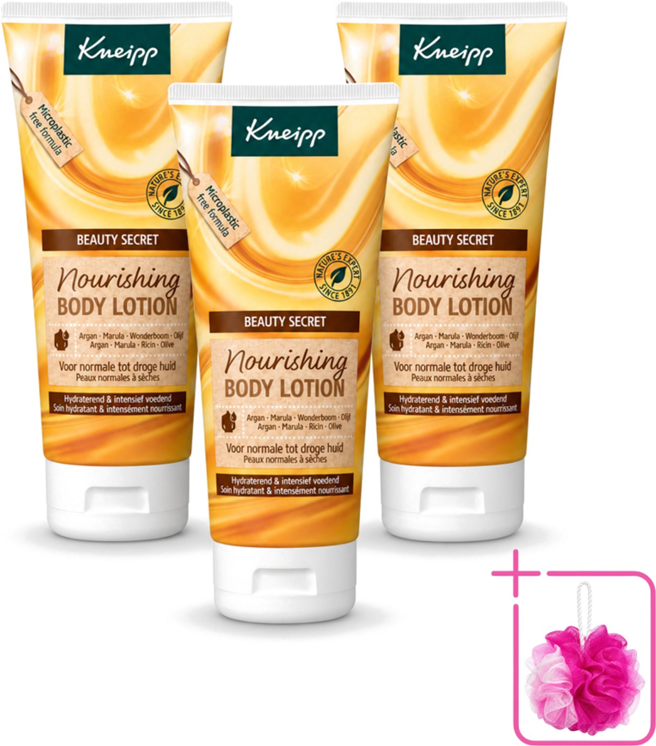 3 x Kneipp - Body lotion - Beauty Secret - Voor normale tot droge huid - 200 ml - Bulkverpakking - Beauty secret - Douchemop - Huidverzorging