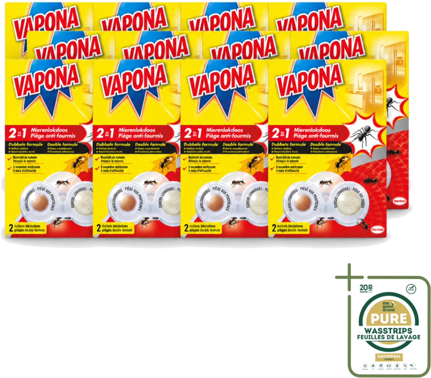 12 x Vapona – Mierenlokdoos – Dubbele Insectenval - Wasstrips - Mierenbestrijding - Mierenlokdoos - Mierenbestrijding Binnen En Buiten - Mierennest - Mierenbestrijding Effectief