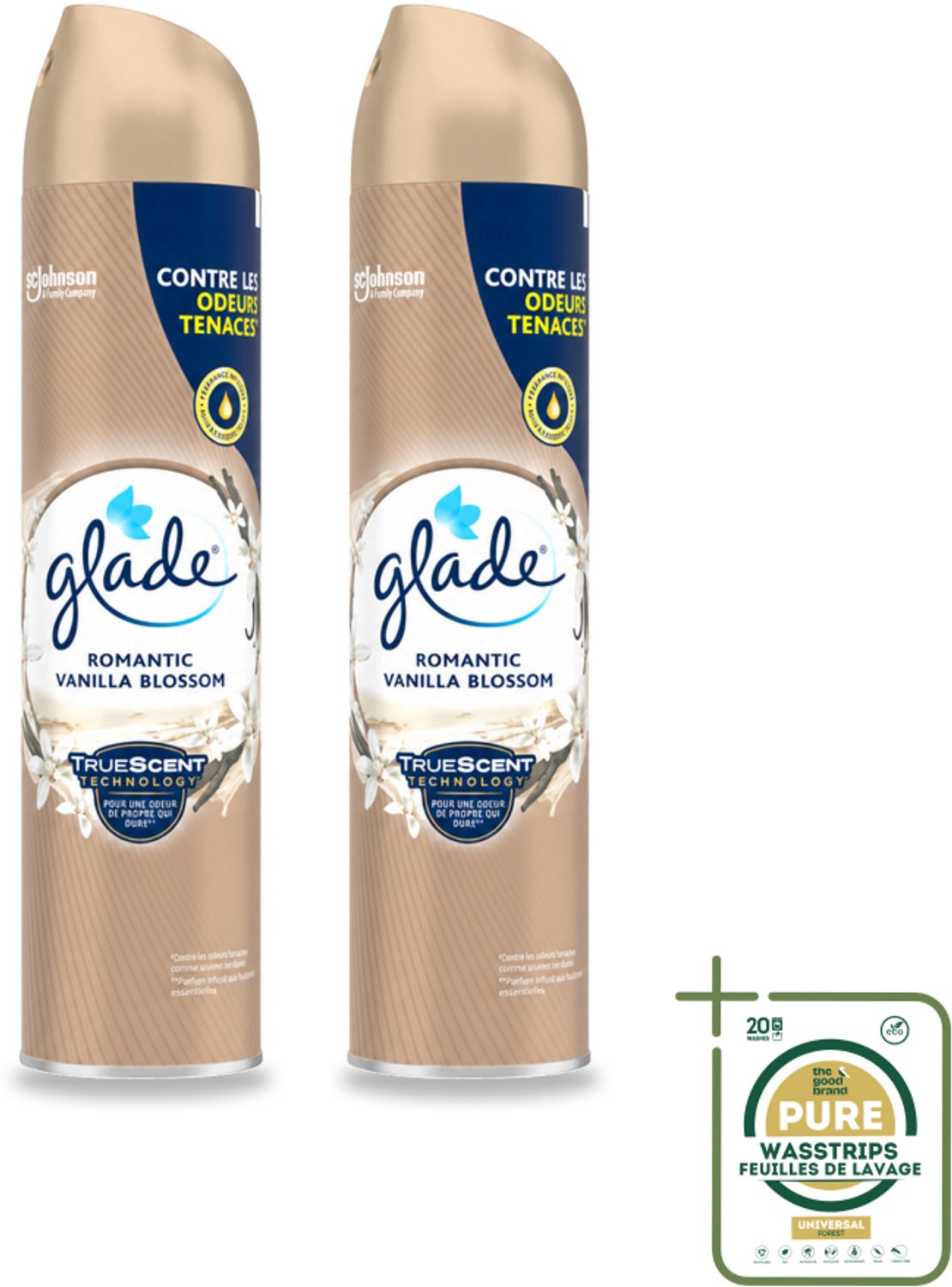 2 x Glade – Luchtverfrisser Spray – Romantic Vanilla Blossom – 300 ml - Wasstrips - Luchtverfrisser Spray - Geur Tegen Geurtjes - Vanille Geur - Orchidee En Sandelhout - Warme Geur