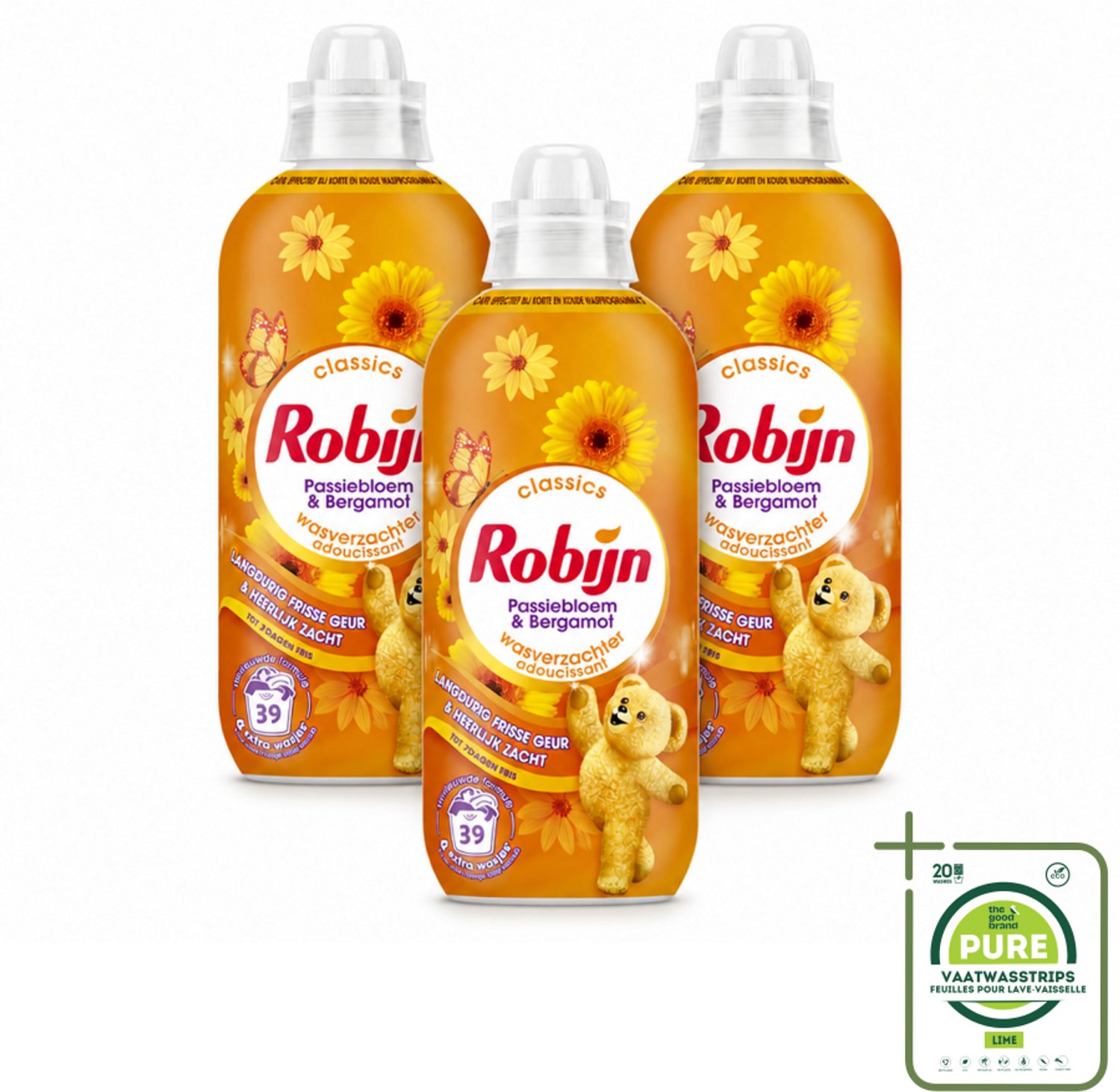 3 x Robijn – Wasverzachter – Passiebloem & Bergamot – 780 ml - Grootverpakking - Vaatwasstrips - Wasverzachter - Wasverzachter Passiebloem Bergamot - Wasverzachter Voor Katoen - Wasverzachter Voor Synthetisch - Wasverzachter Voor Blends
