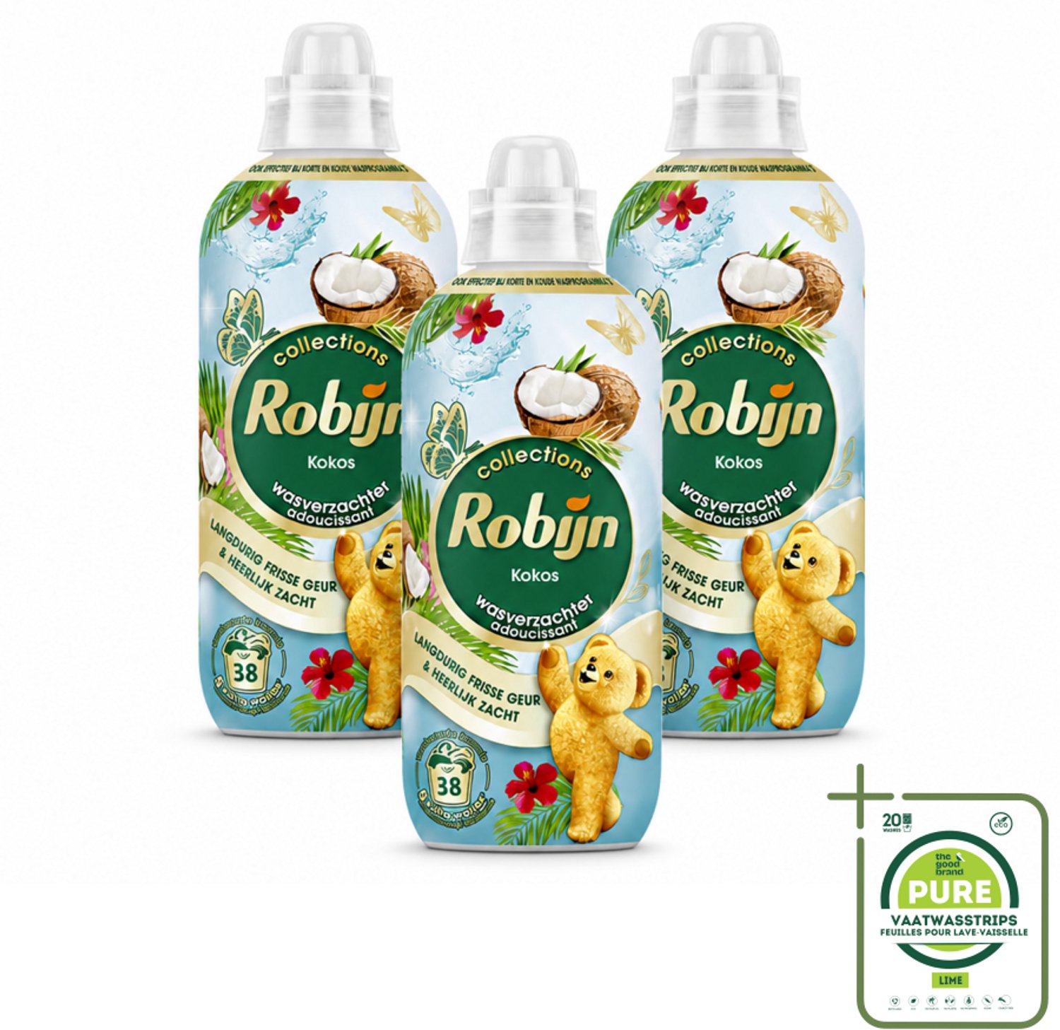3 x Robijn – Wasverzachter – Kokos Sensation – 765 ml - Grootverpakking - Vaatwasstrips - Wasverzachter Kokos - Wasverzachter Tropisch - Wasverzachter Fris - Wasverzachter Voor Textiel - Wasverzachter Voor Beddengoed
