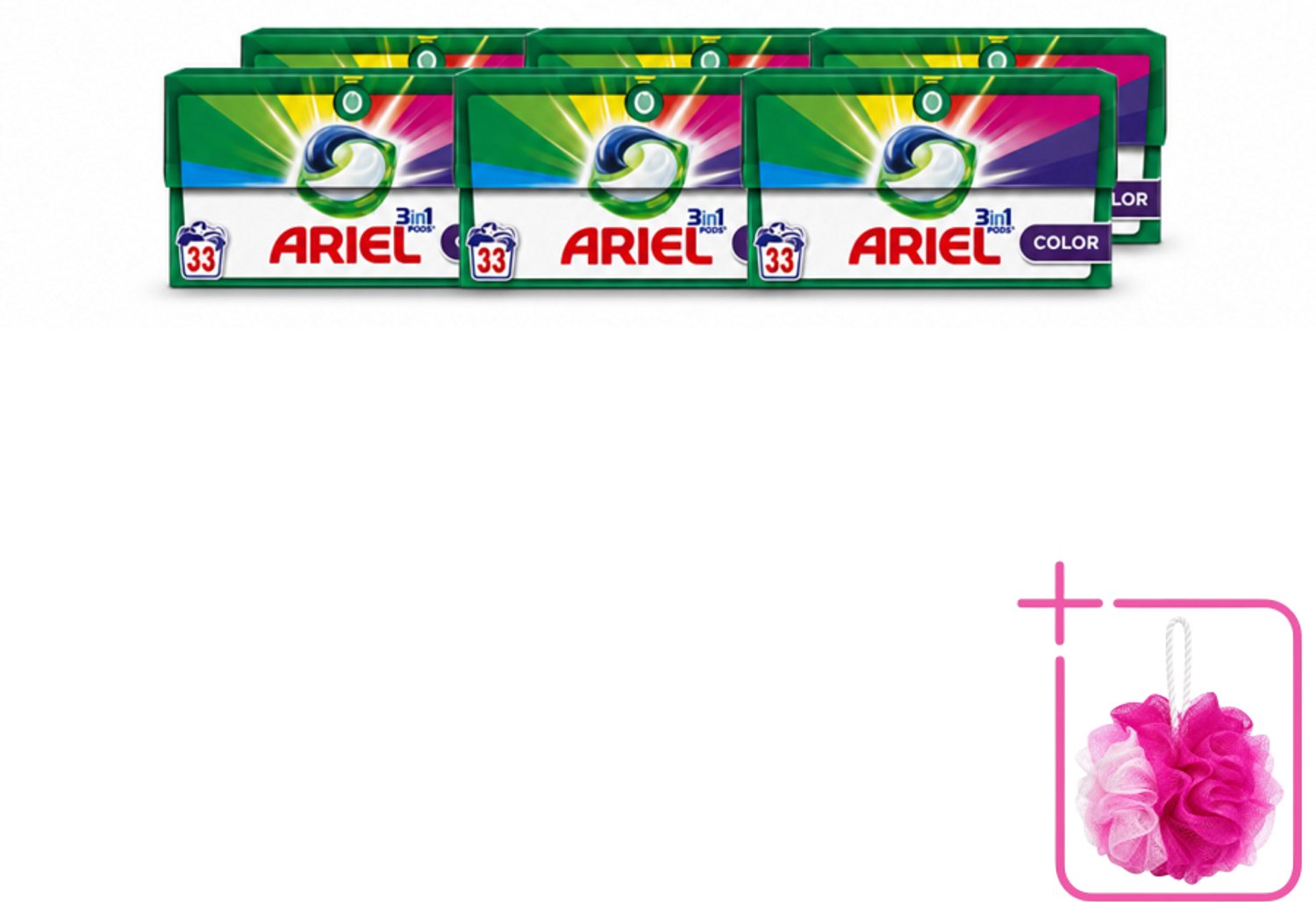 6 x Ariel - 3in1 Wasmiddel Pods - Color - 33 Pods - Bulkverpakking - Wasmiddel pod - Douchemop - Kleurbehoud