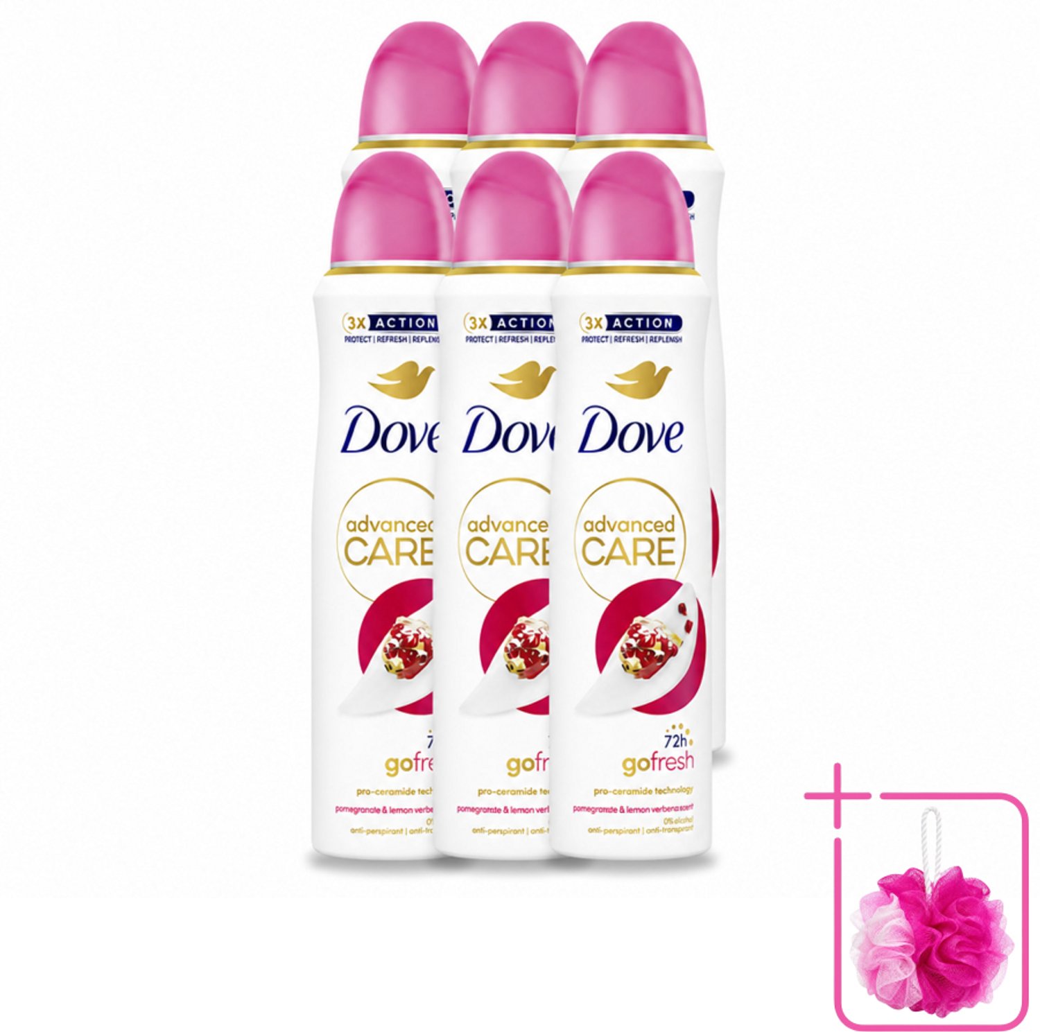 6 x Dove Deodorant Spray - Granaatappel & Citroenverbena - 150 ml - Bulkverpakking - Anti-transpirant - Zweetvermindering