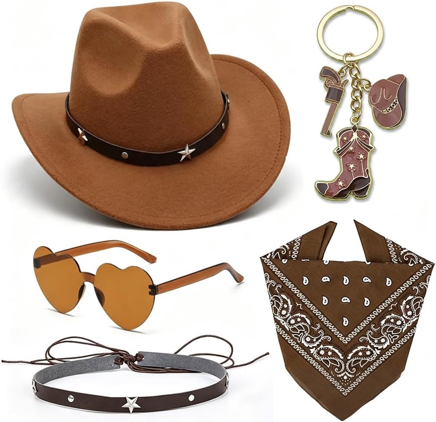Zwart 6-in-1 Cowgirl Set voor Dames Western Kostuum