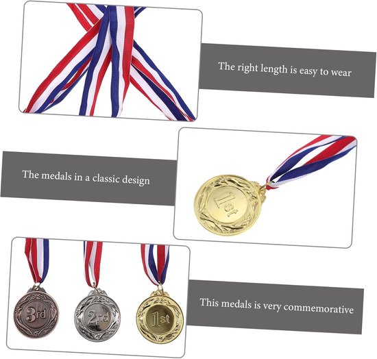 6 Stuks goud voetbal trofee medaille linten sportdagmedailles voor kinderen sport- Verjaardagscadeau sport medailles wedstrijd beloning medailles competitie medaille legering — afbeelding 4