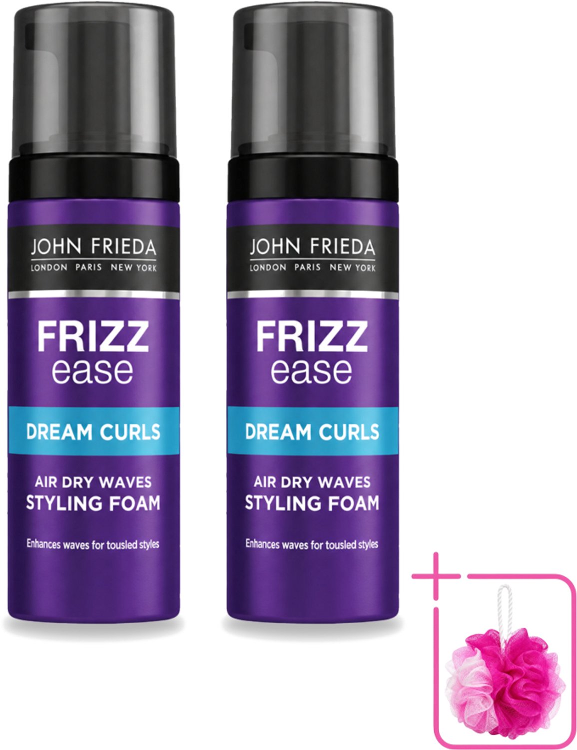 2 x John Frieda – Haarmousse – Frizz Ease Air Dry Waves Foam Styler – Natuurlijk golvend effect – 150 ml - Bulkverpakking - Golven maken - Haar drogen zonder hitte