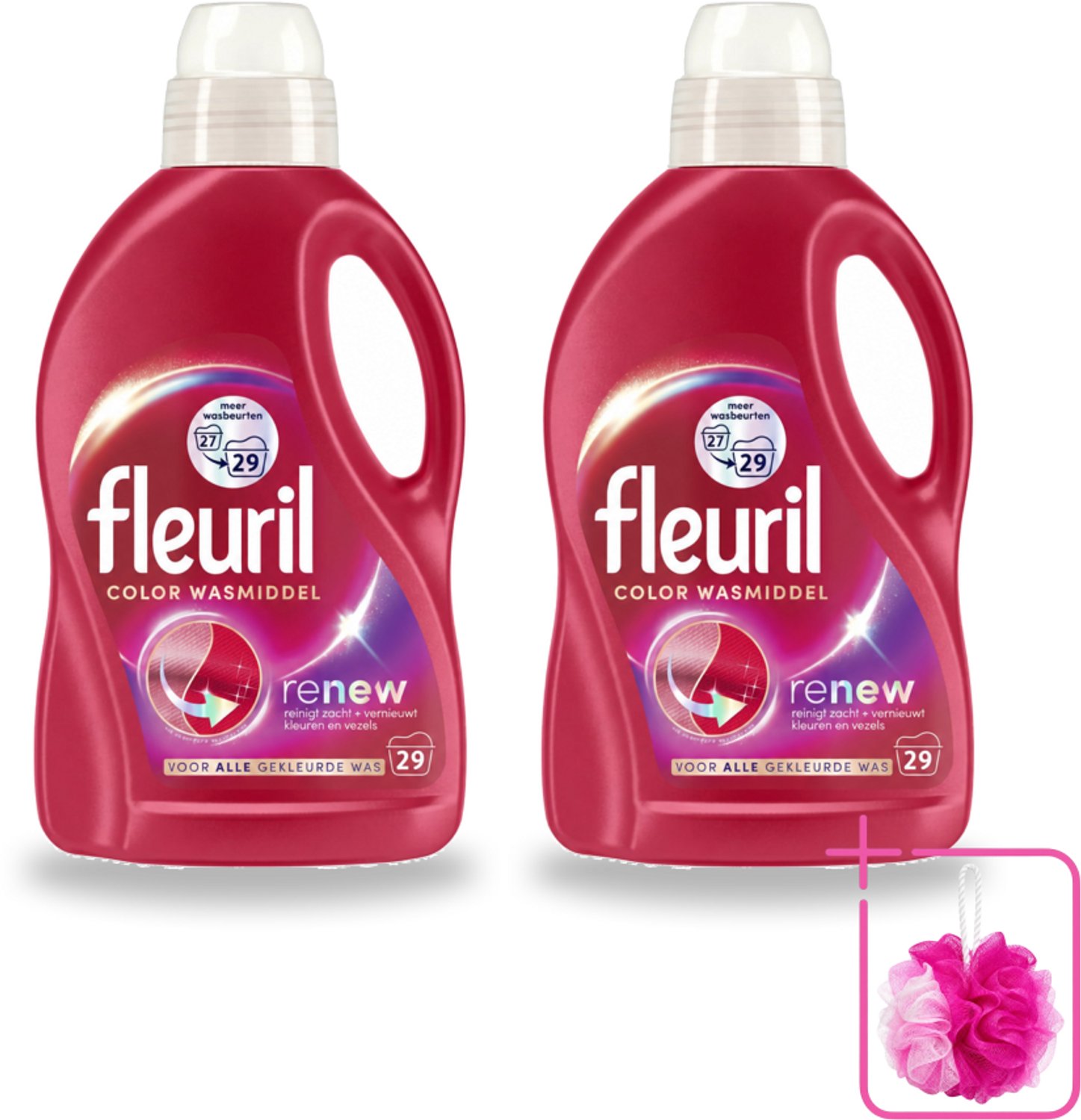 2 x Fleuril – Wasmiddel - Color – 29 wasbeurten – 1,305 L - Bulkverpakking - Kleurbehoud - Douchemop - Wasmiddel voor gekleurde kleding