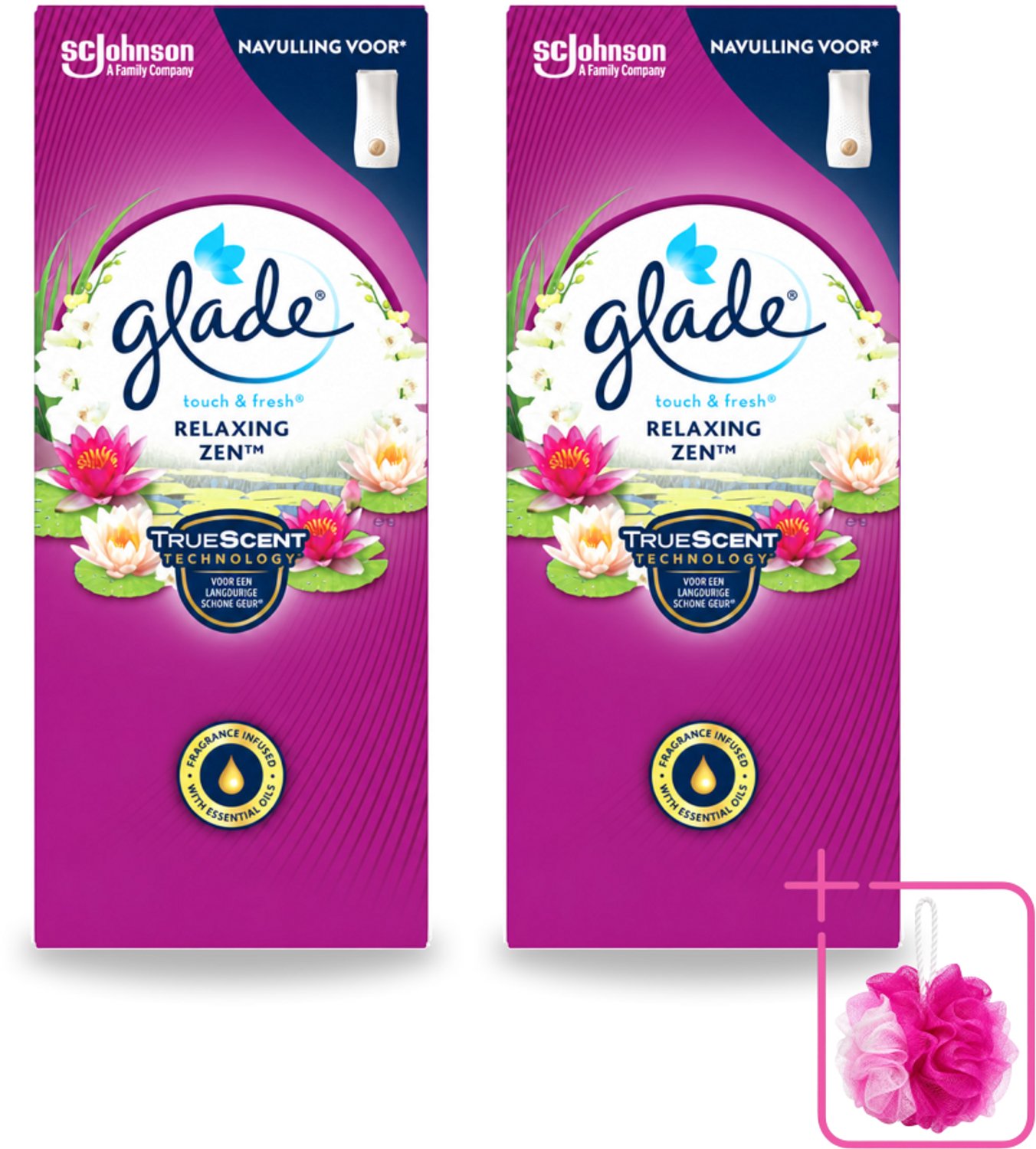 2 x Glade – Touch & Fresh Navulling – Relaxing Zen – 10 ml - Bulkverpakking - Geurboost - Douchemop - Luchtverfrisser