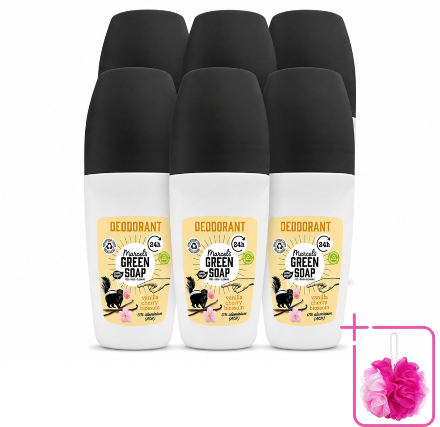 6 x Marcel's Green Soap - Deodorant Roller - Vanilla & Cherryblossom - Langdurige frisheid - 50 ml - Bulkverpakking - Deodorant - Geur