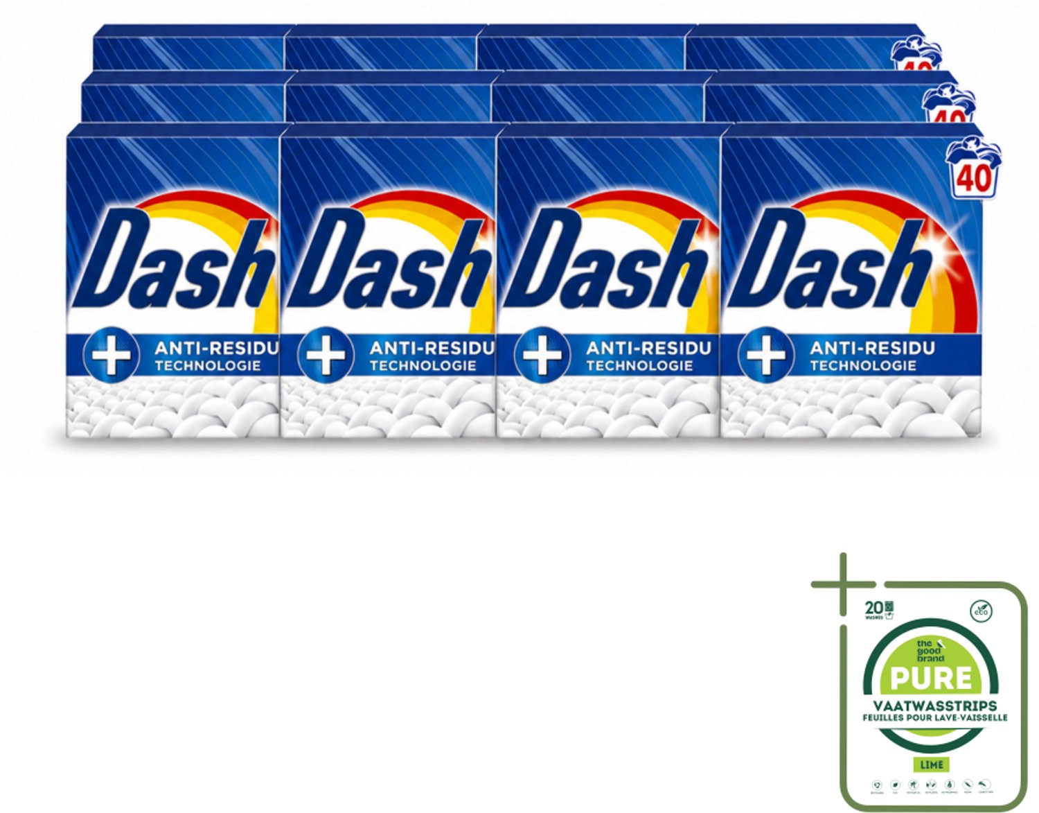 12 x Dash – Waspoeder – Witter Dan Wit – 2,2 kg - Grootverpakking - Vaatwasstrips - Witte Was - Waspoeder - Schoonheid - Helderheid - Anti-residu