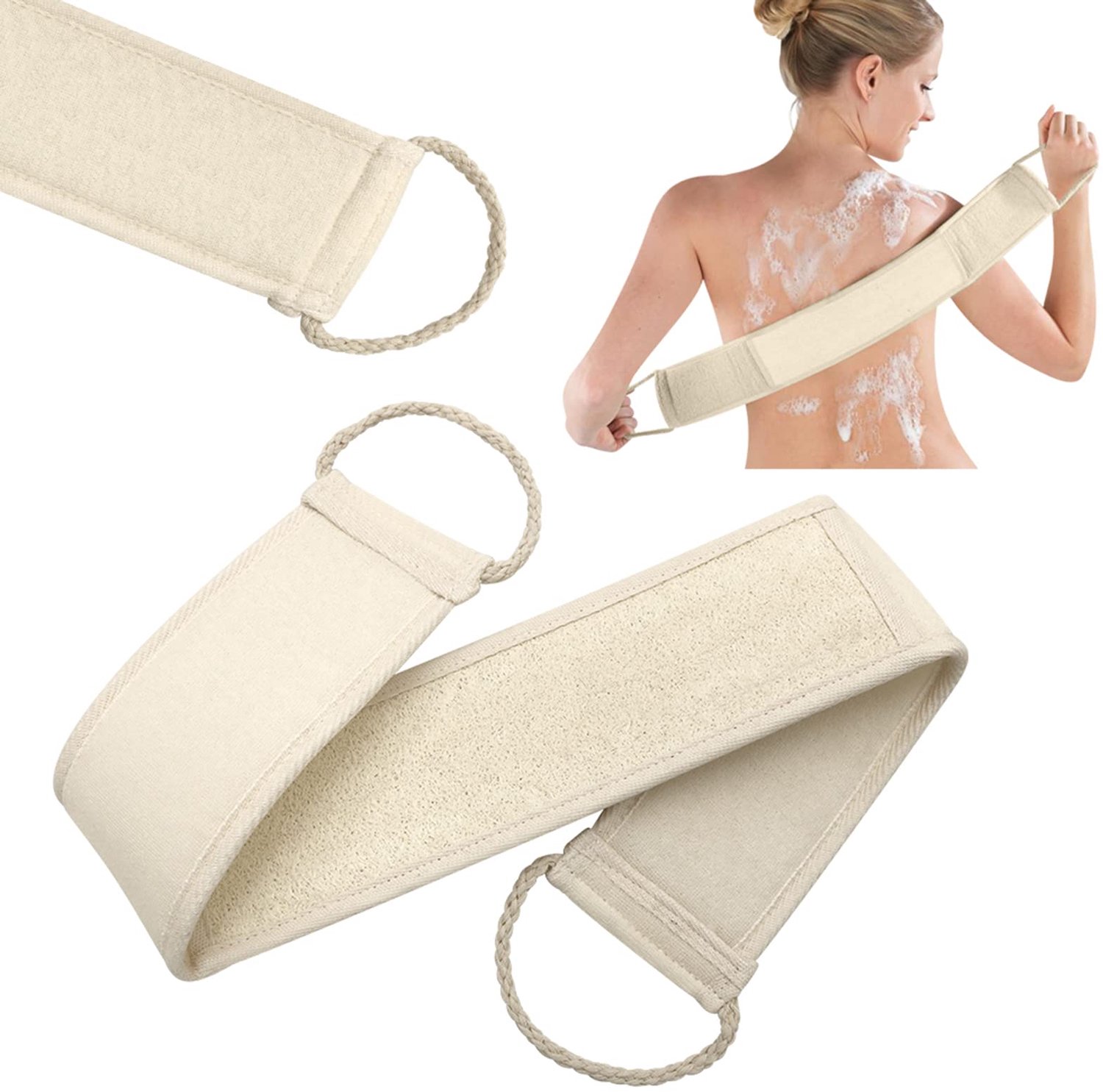 Pinkou Loofah Badband Exfoliërende Organische Masserende Rug Scrubber Douchedoek voor Mannen Vrouwen