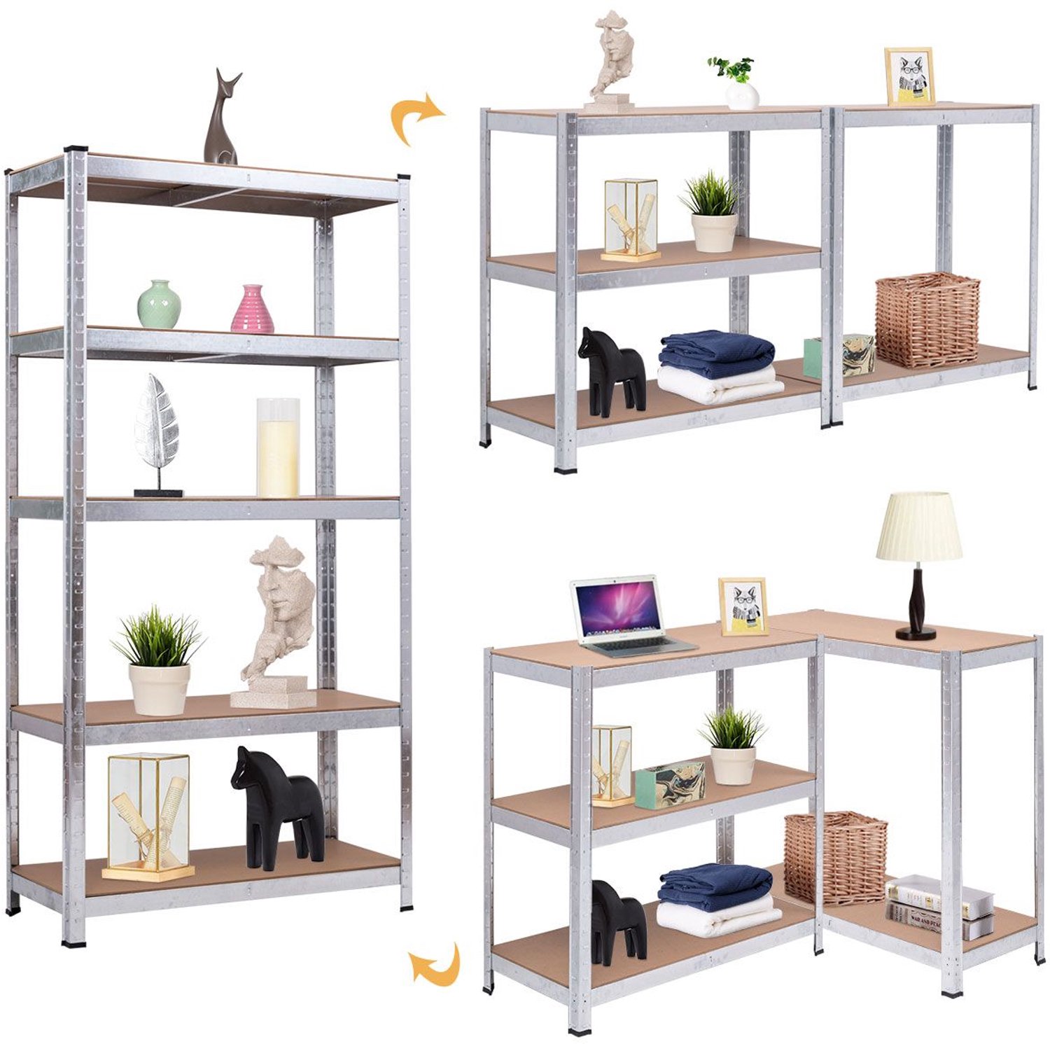 SureDeal® - Opbergkast - Tier Garage Plank - Verstelbare Plank Multifunctionele - Garage Keuken Magazijn - 90x40x180 cm - Zilver