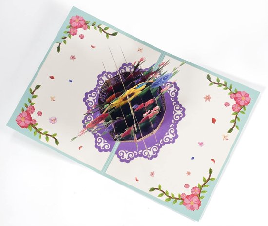 3D pop-up verjaardagskaart, Valentijnskaart, bedankkaart, afstudeerkaart, kaart voor verjaardag, bruiloft, jubileum, verloving, Valentijnsdagkaart met envelop, rozen en zonnebloemen, bloemenmand — afbeelding 5