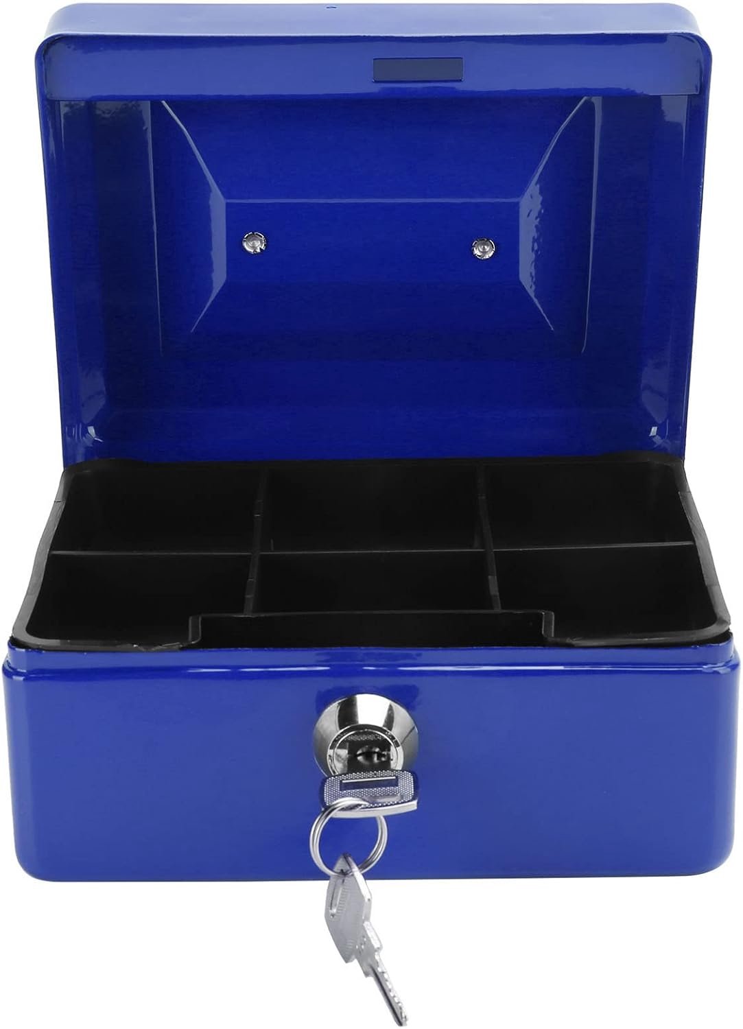 Chrees Mini-geldcassette – draagbare, afsluitbare stalen kluis (blauw)