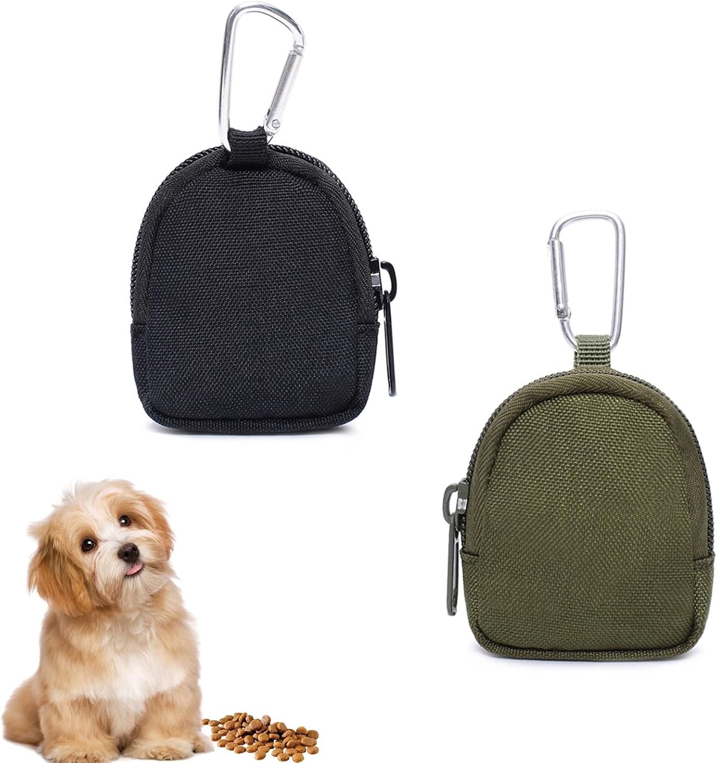 Honden traktatie tassen set van 2, handige voederzakken met rits voor training, draagbare mini tas voor hondenvoer en snacks