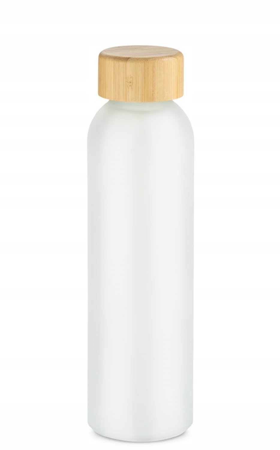 Merkloze Glazen Waterfles 500ml - Mat Wit met Bamboe Dop