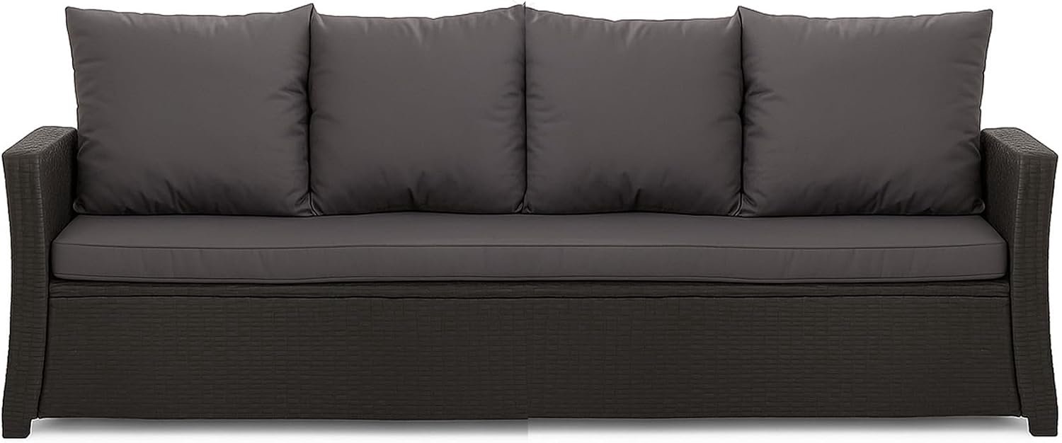 Bankkussen, outdoor zitkussen, voor tuinbank van polyrotan, voor buiten, bankkussen, voor schommelbank, rotan (zwart, 170 x 60 x 50 cm)