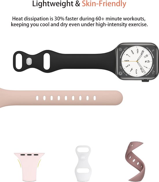 Slanke Smalle Dunne Silicone Band Compatibel met Apple Watch Ultra3/2/1 SE3/2/1 Series11/10/9/8/7/6/5/4/3/2/1 – Sportieve Waterdichte Klassieke Band voor 38-49 mm — afbeelding 3