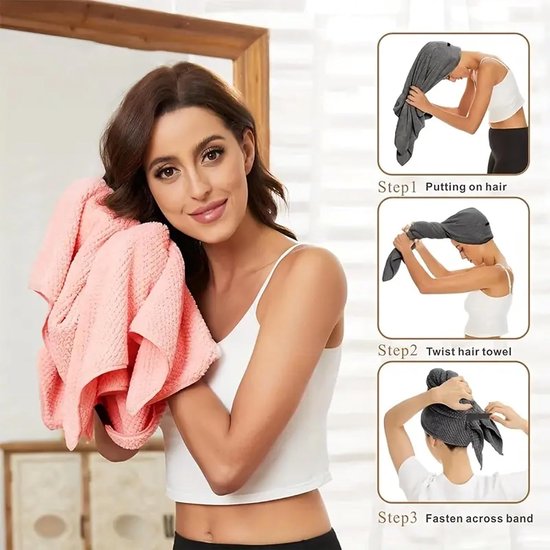 Hair Wrap - Microfiber Haarhanddoek, Haiir Tulband Handdoek — afbeelding 4
