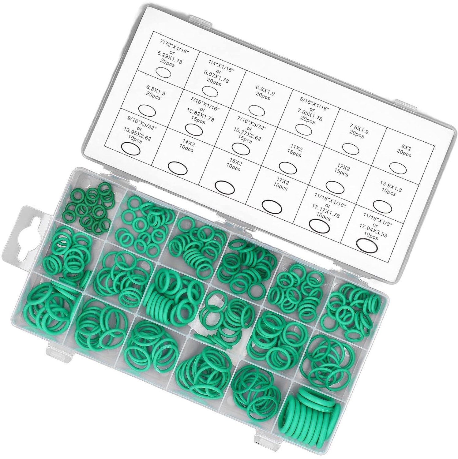 Annadue 270 Stuks Groene Rubber O Ring Assortiment Kit