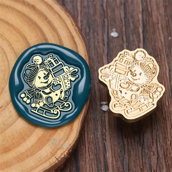 Vintage zegelstempel met kerstpatroon voor plakboeken, verzegelende stempelkop vervanging voor uitnodigingen envelop reliëf zegel — afbeelding 3